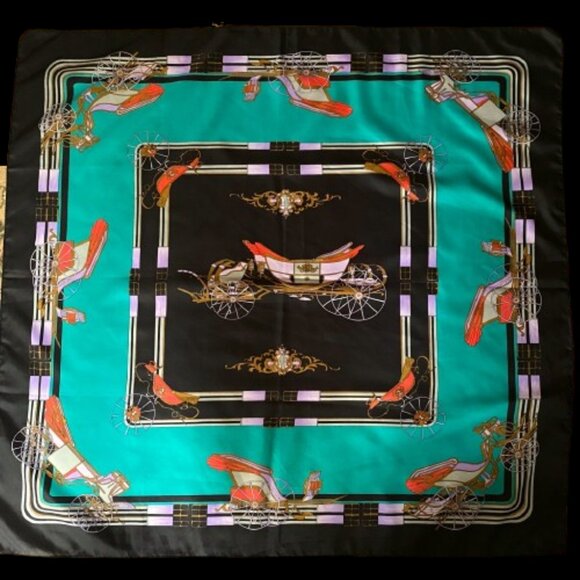 Vintage large  80s 32" x 35" fun print scarf wrap - Picture 1 of 13